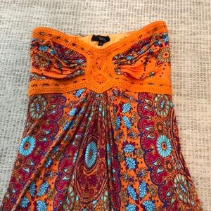 Sky Strapless maxi dress with crochet top